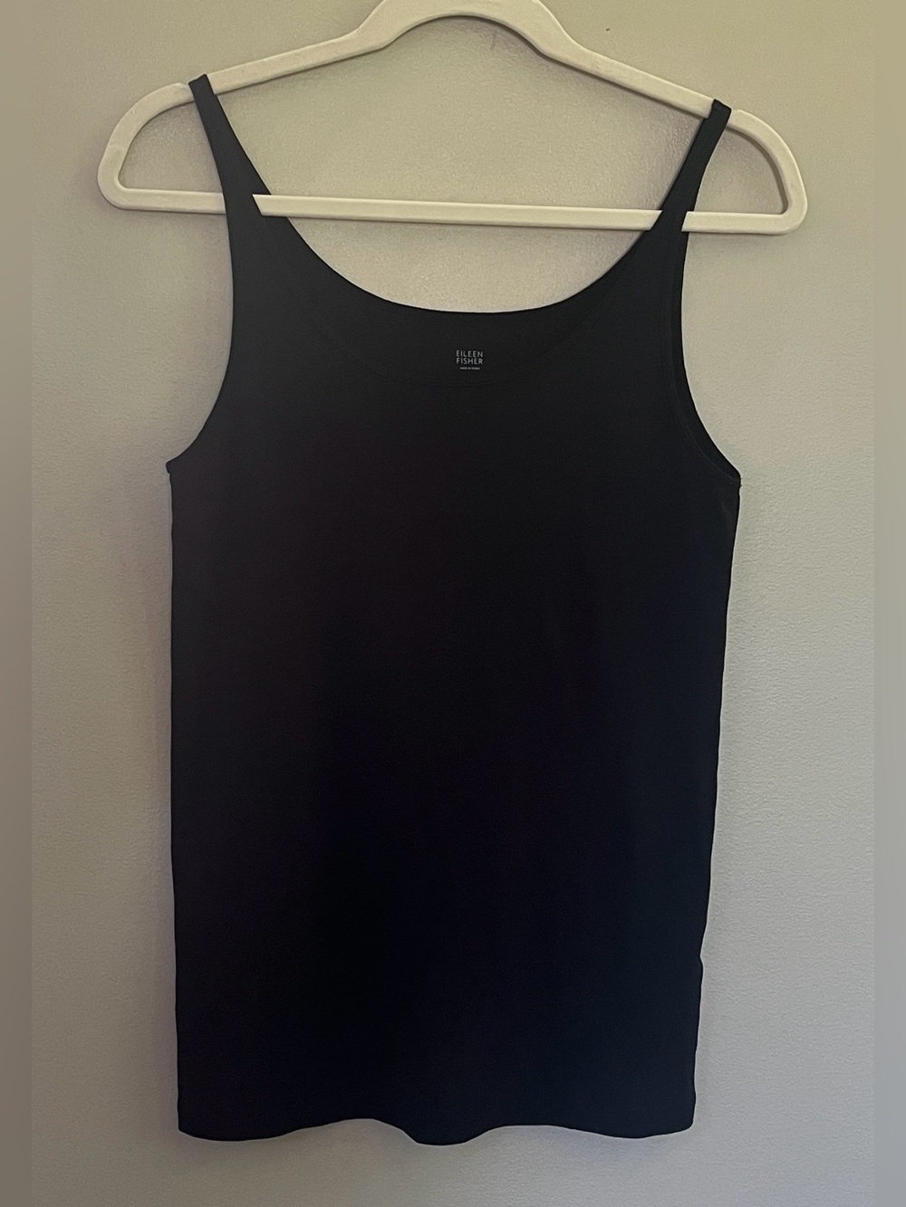Eileen Fisher Organic Cotton Baby Rib Slim Fit Basic Length Tank shirt large